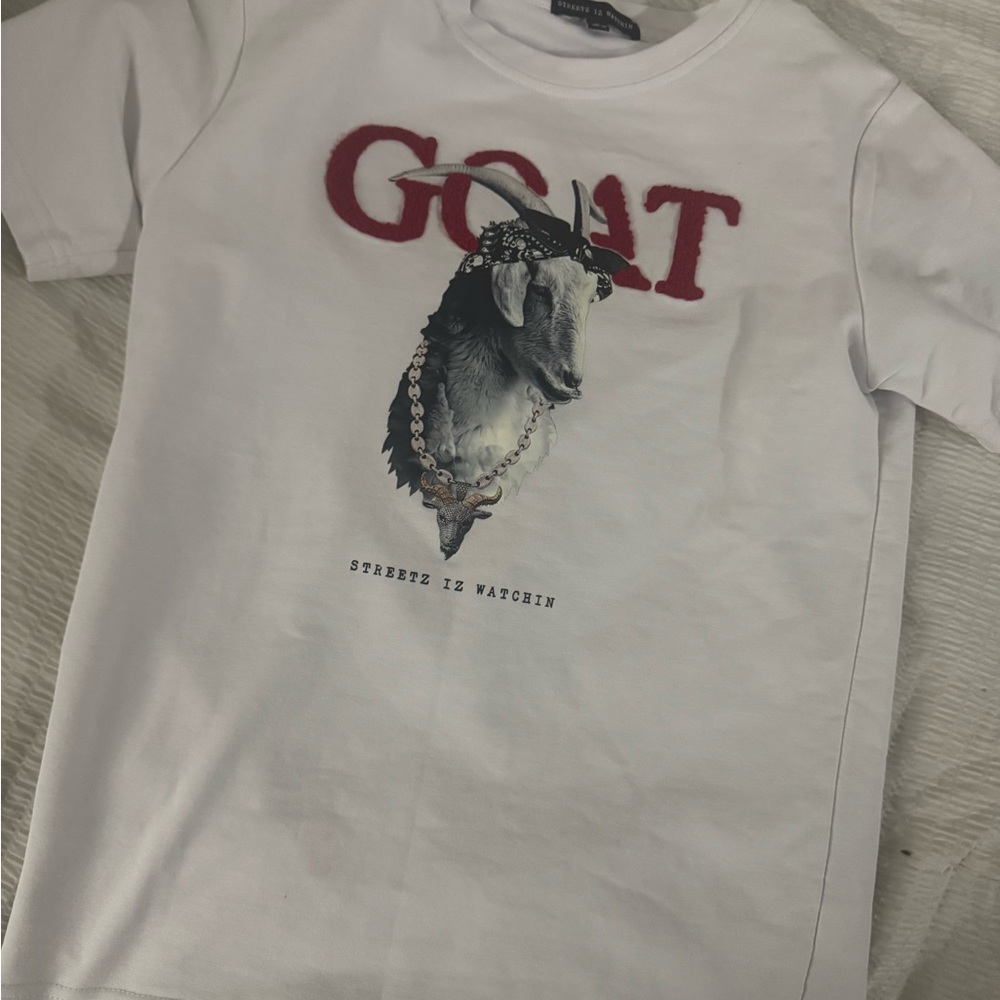 White Graphic Kids T-Shirt with Red Accents